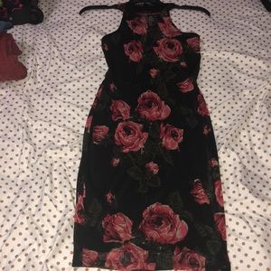 Beautiful form fitting black floral dress